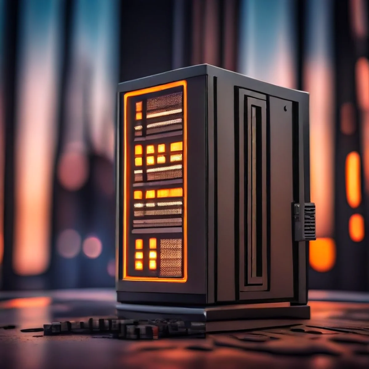 Dramatic close-up of a powerful gaming computer