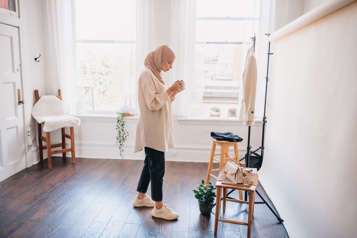 influencer in fashion studio